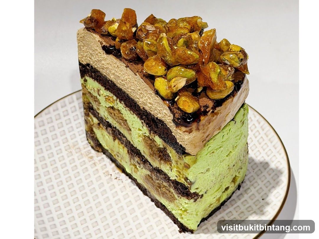Slice of Pistachio and Chocolate Cake