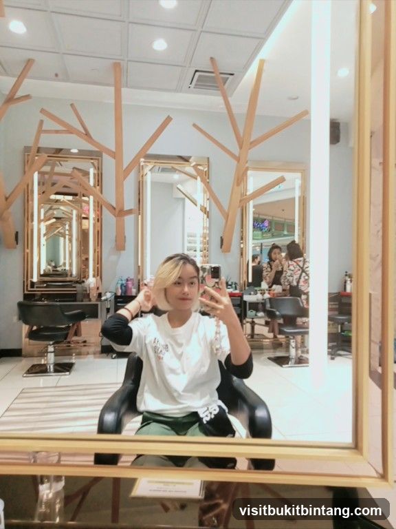 Salon Interior with Woman Taking Selfie