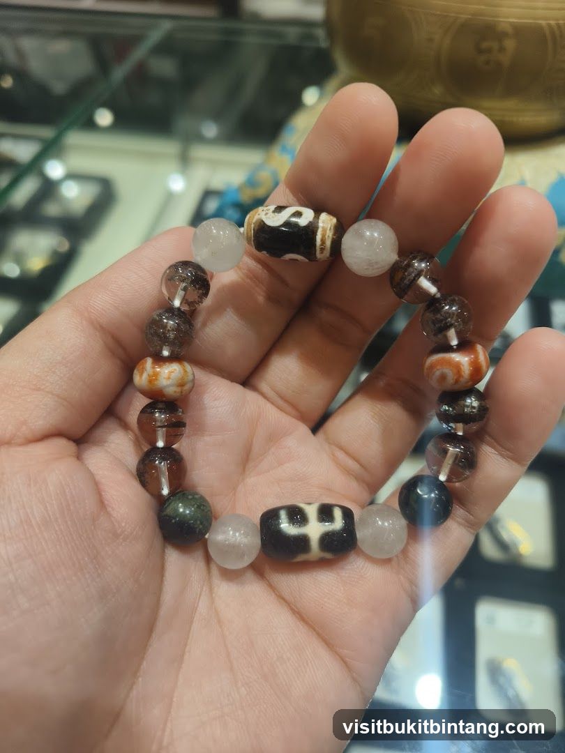 Beaded Bracelet with Dzi Beads