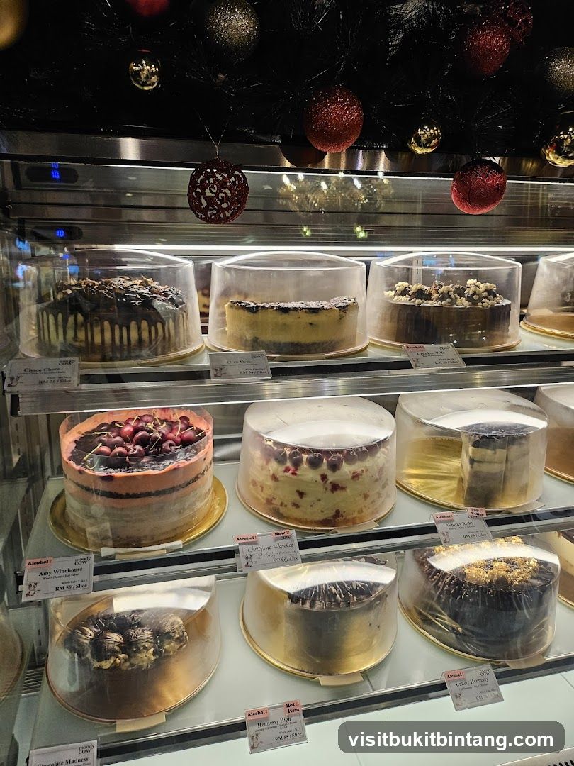 Cakes in a Display Case