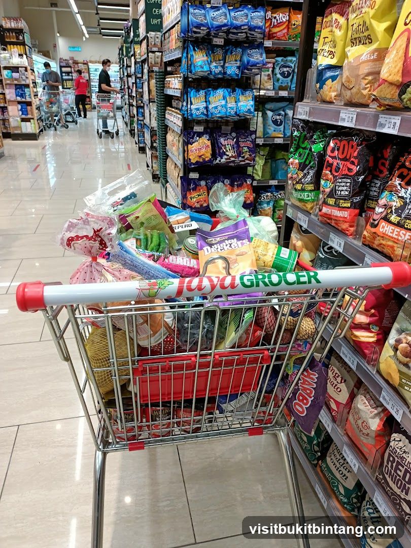 Supermarket Aisle with Shopping Cart