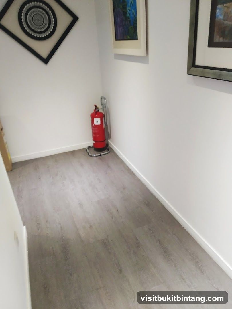 Hallway with Fire Extinguisher and Artwork