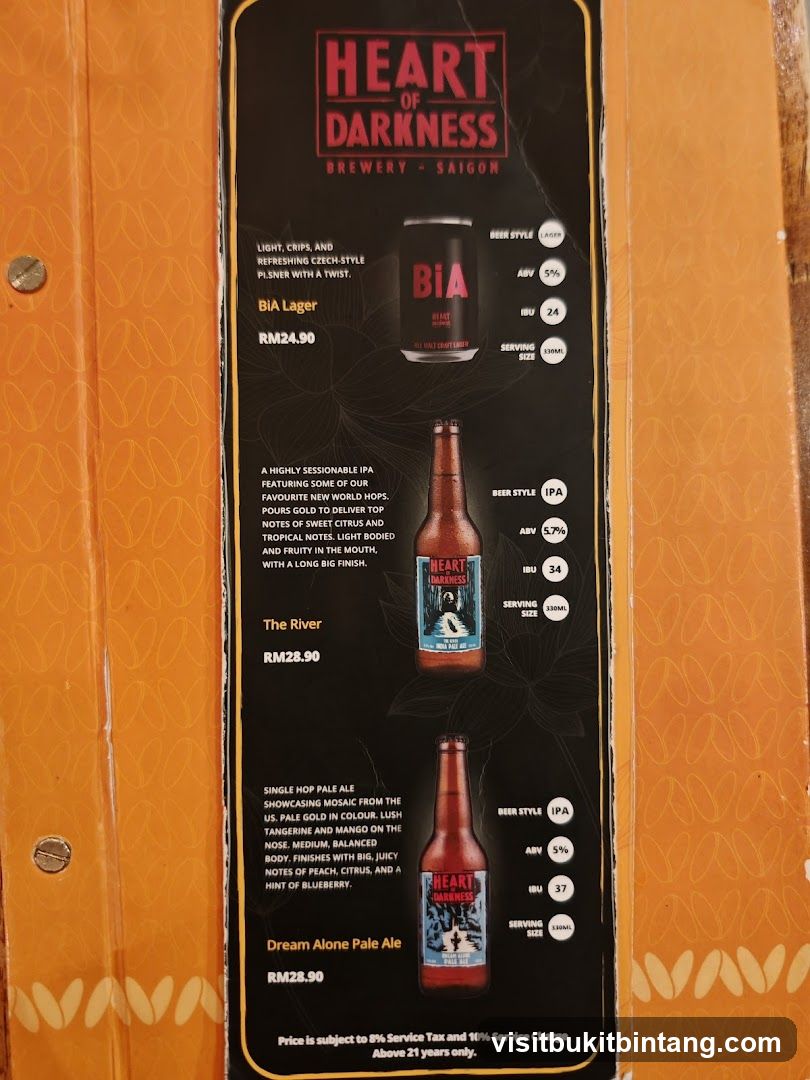 Heart of Darkness Brewery - Saigon Menu