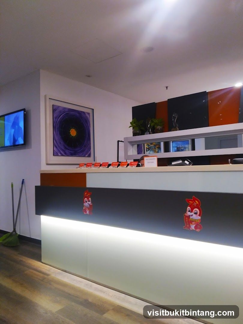 Reception Desk with Artwork and Decorations