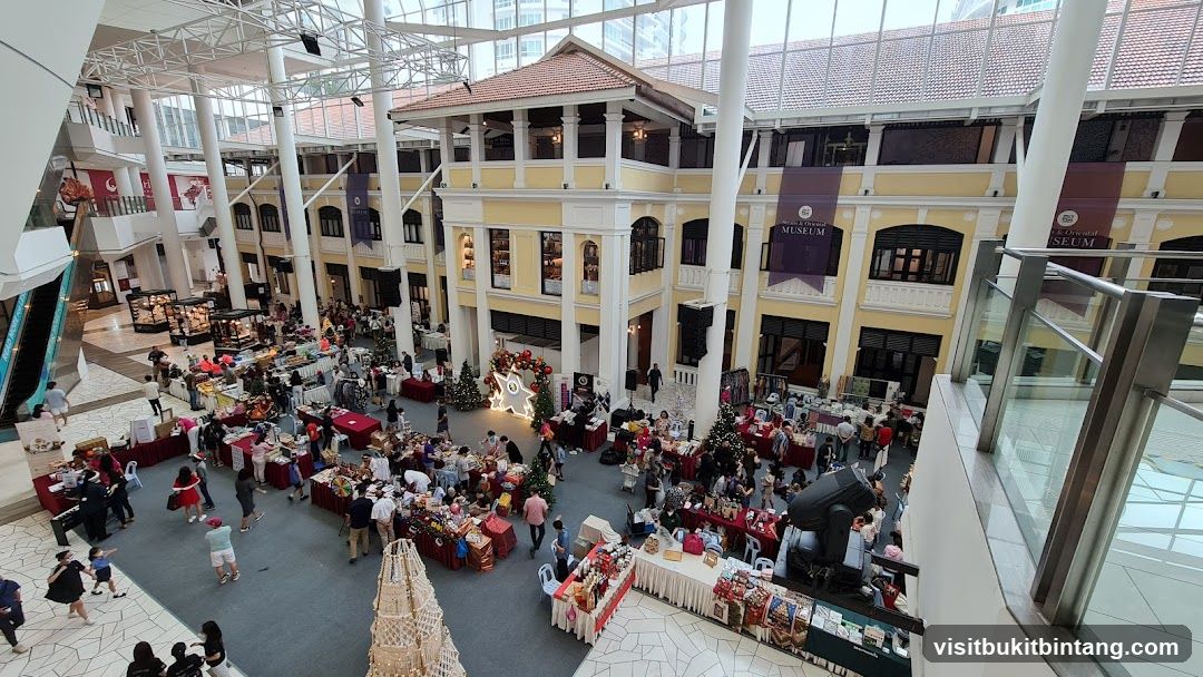Indoor Market with Festive Decorations
