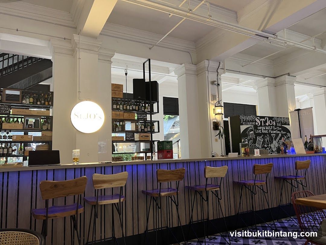 Bar Interior with Stools and Signage