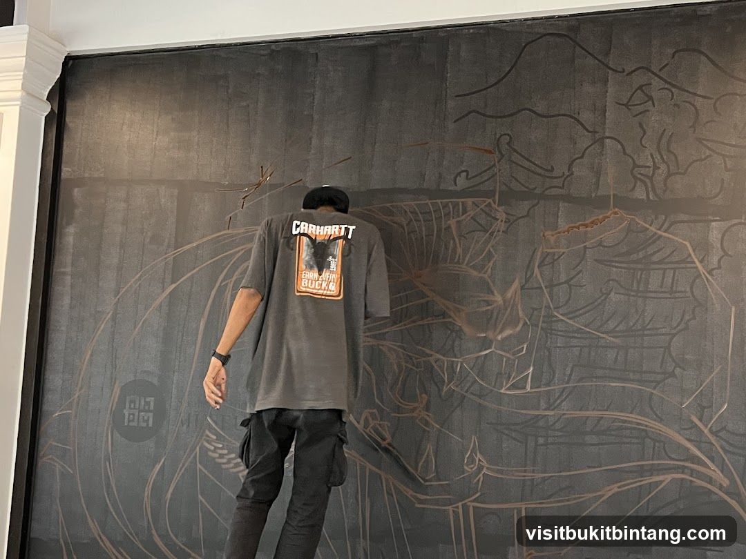 Artist painting a mural