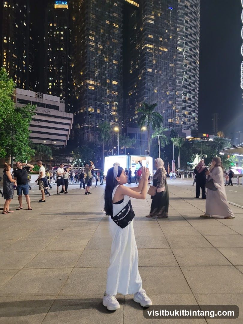 Nighttime Cityscape with People
