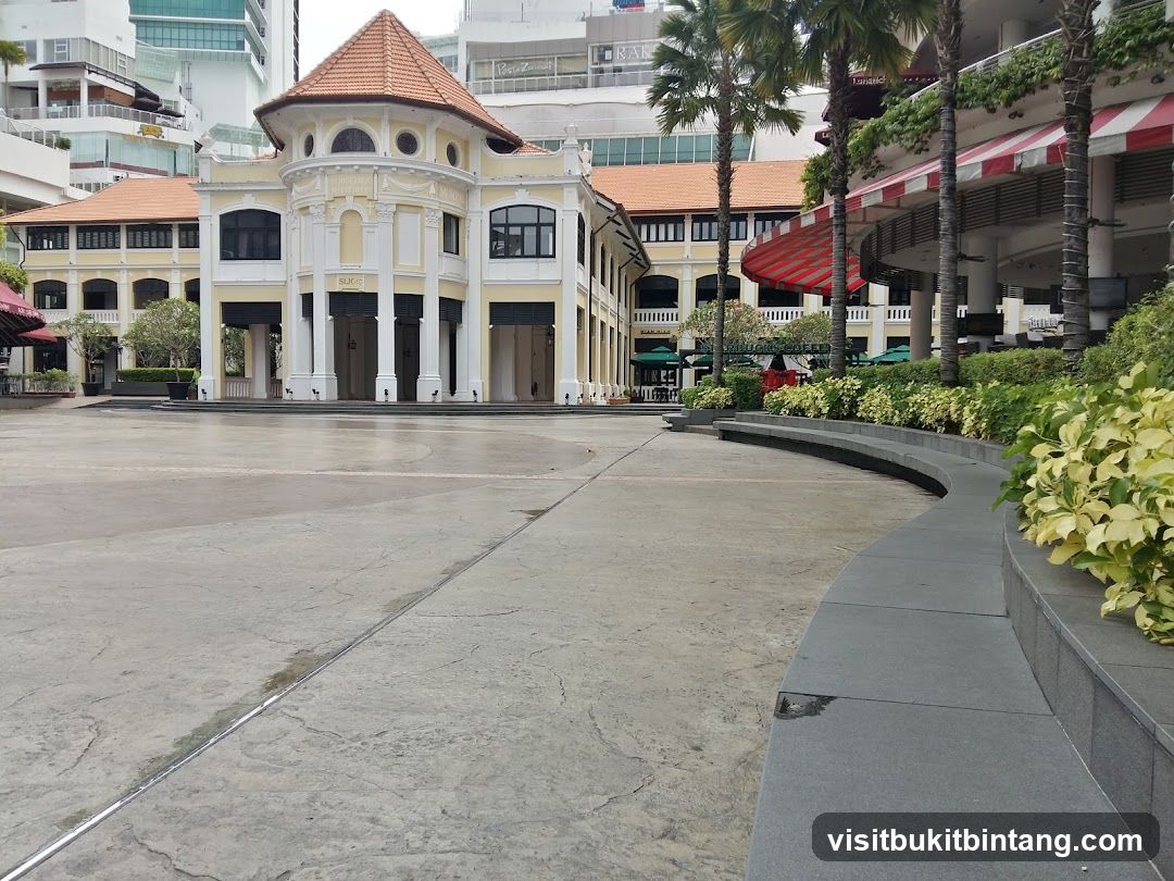 Outdoor Plaza with Historic Building and Modern Structures