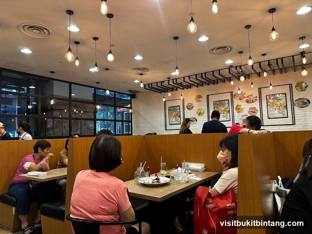 Diners in a brightly lit restaurant