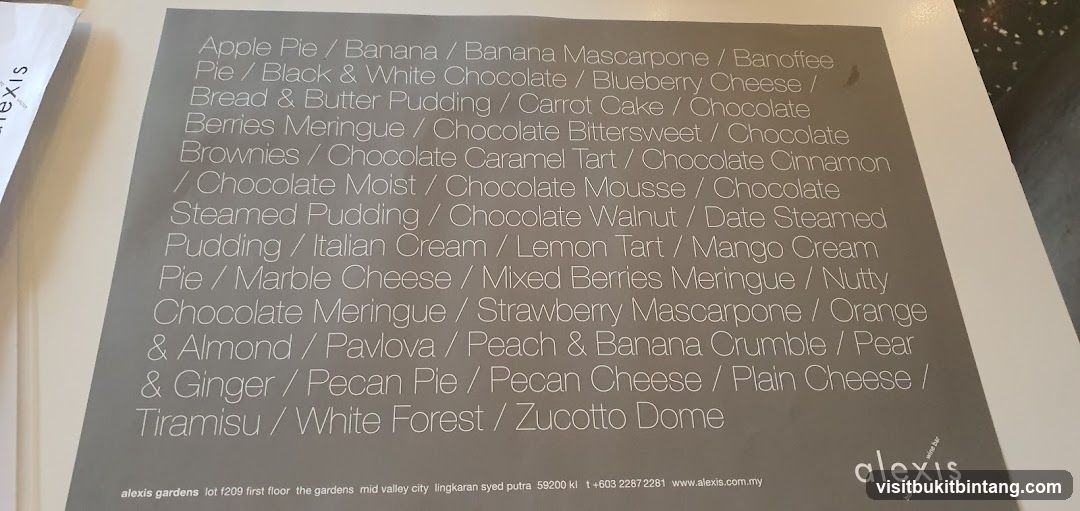 Dessert Menu
