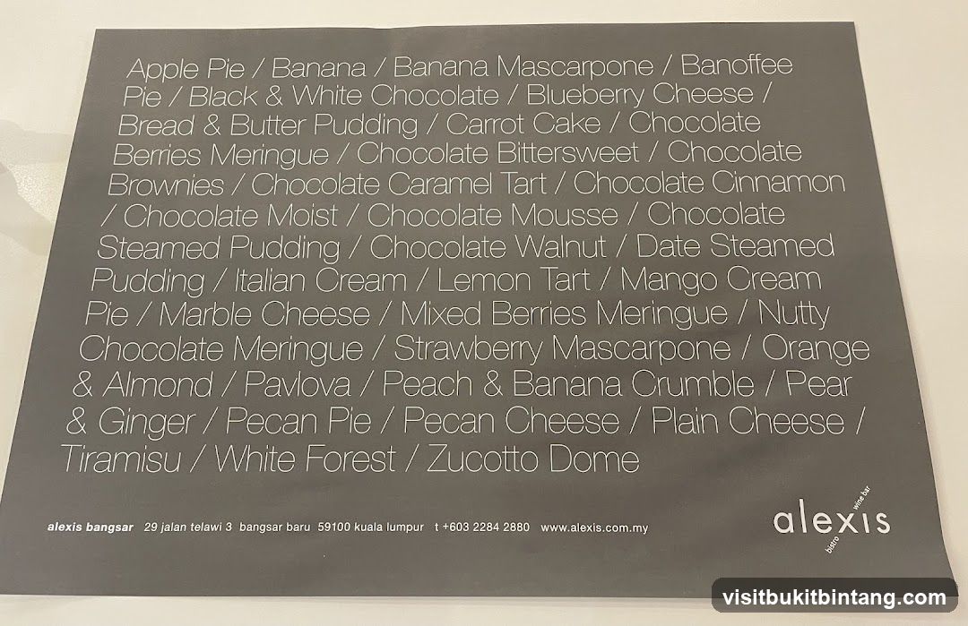 Dessert Menu