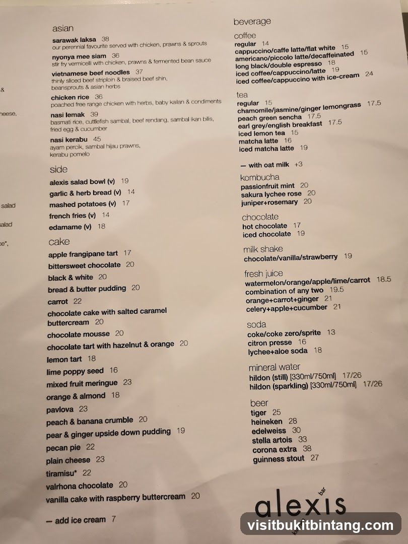 Alexis Kitchen Menu