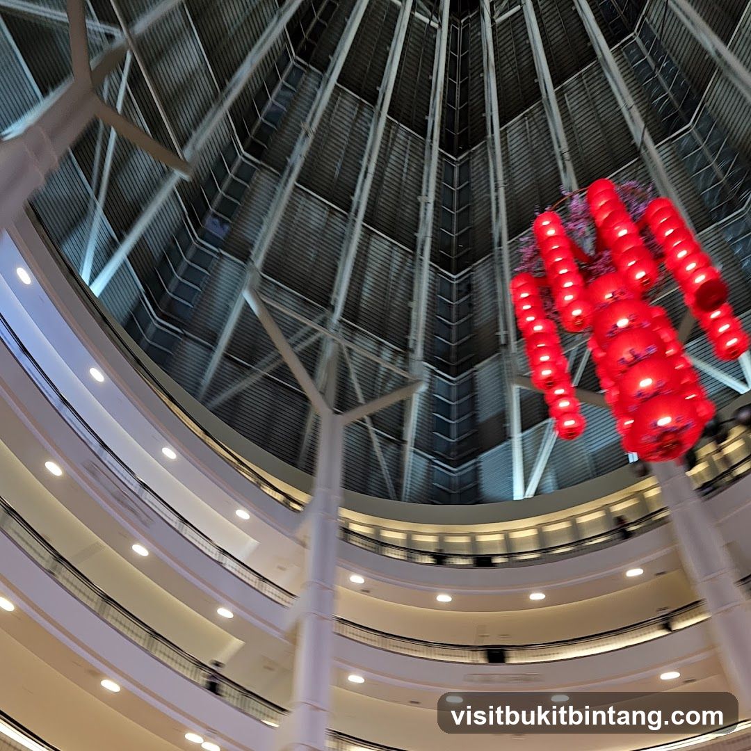 Interior of a building with red lanterns