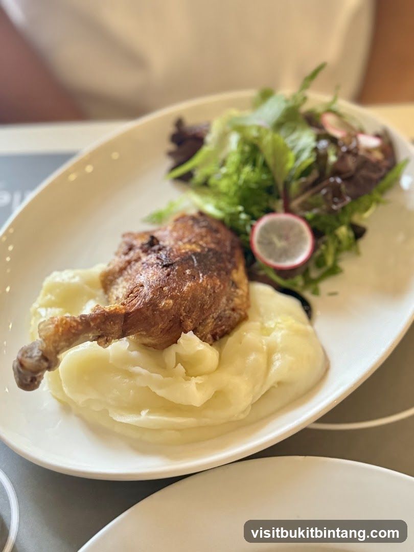 Duck Confit with Mashed Potatoes and Salad