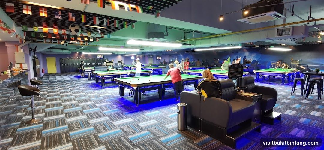 Billiard Hall with International Flags