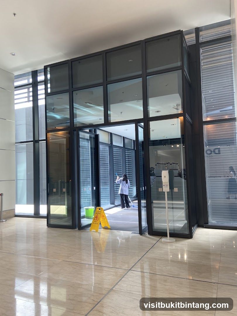 Entrance with cleaning in progress