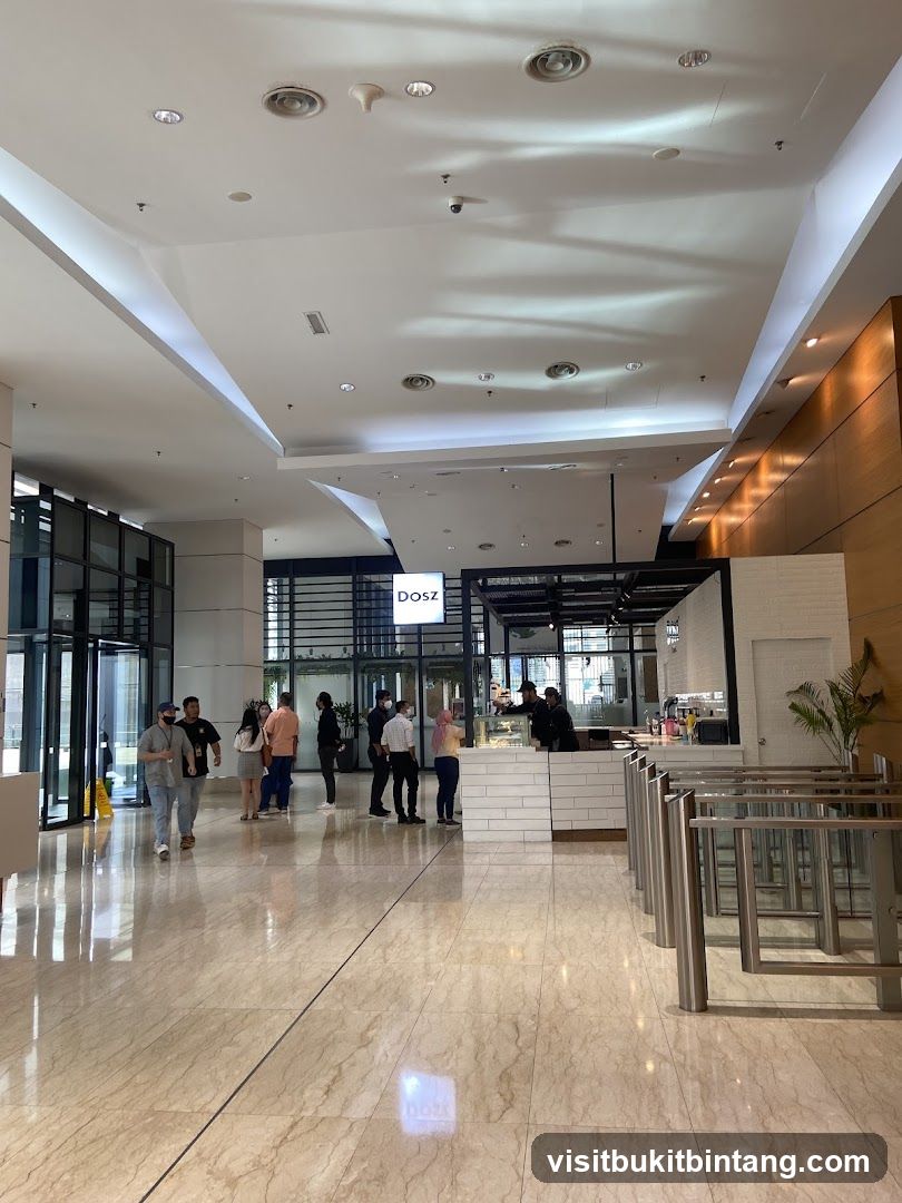 Cafe counter in a modern lobby