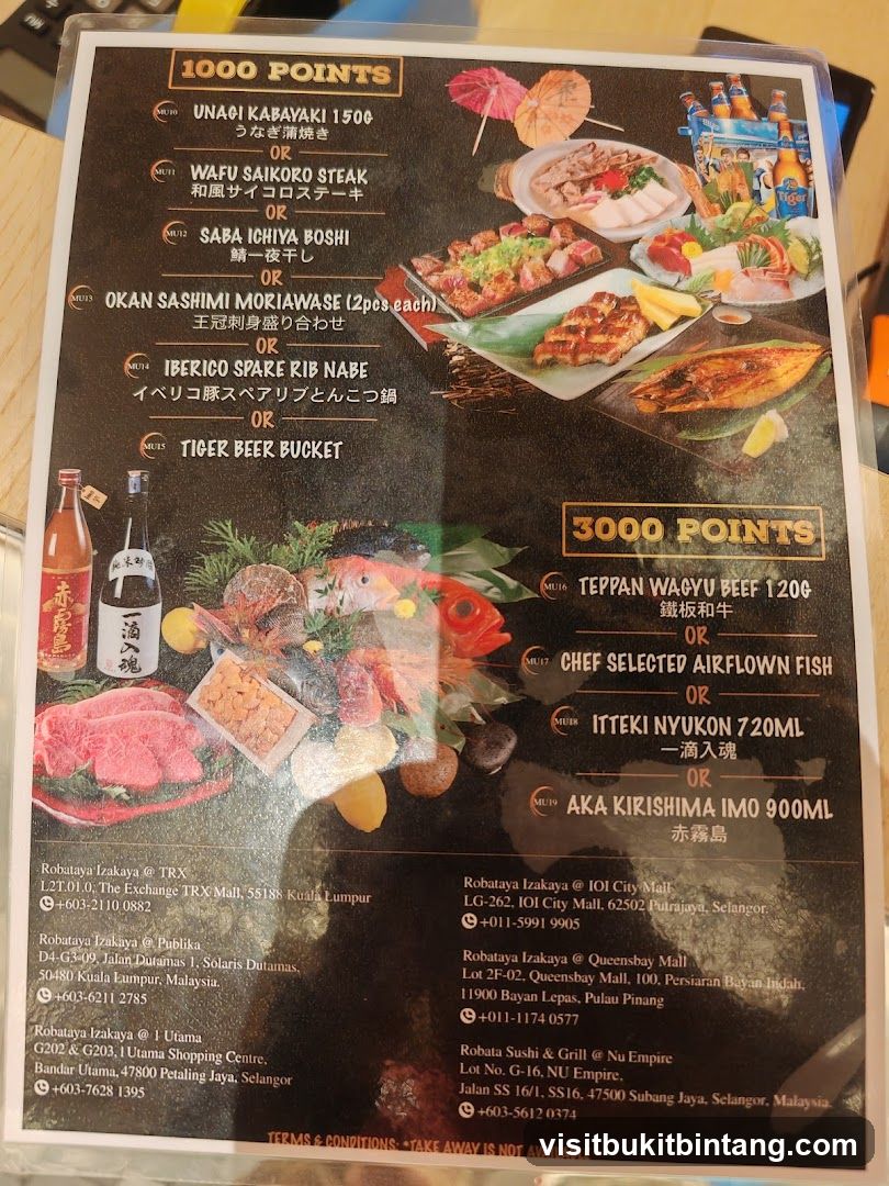 Robataya Izakaya Menu