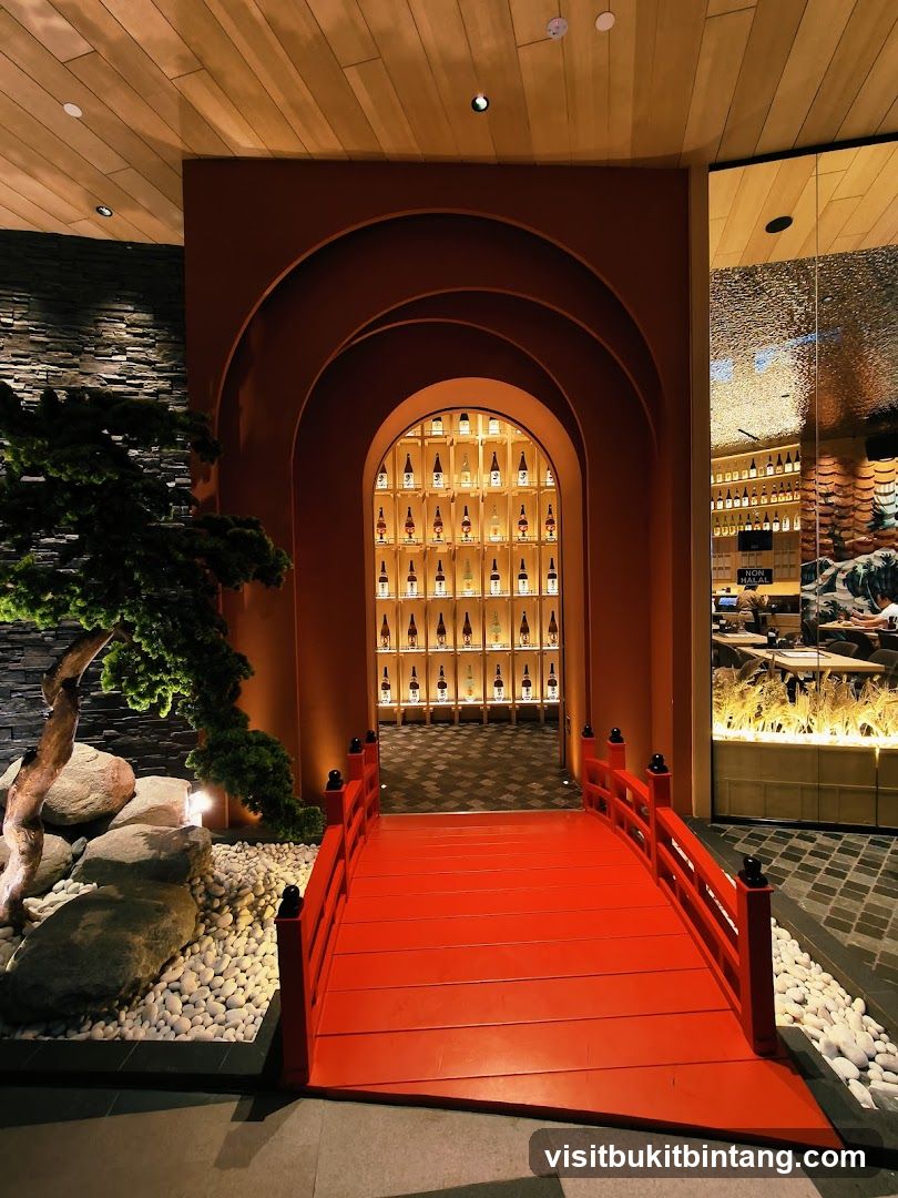 Restaurant Entrance with Japanese Garden Elements