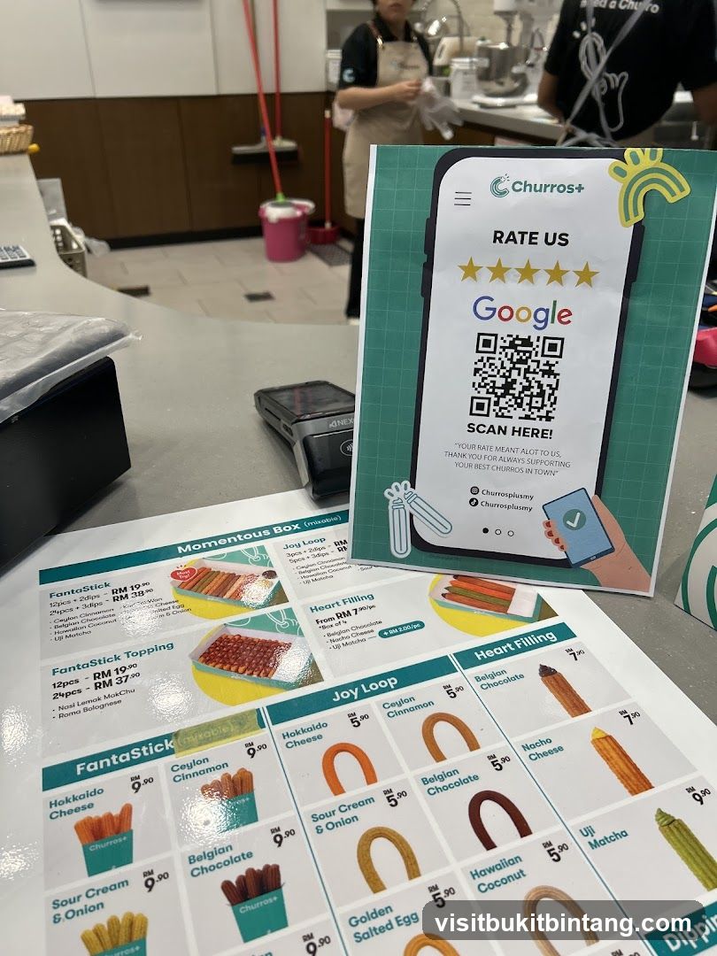 Churros Menu and Rating Sign