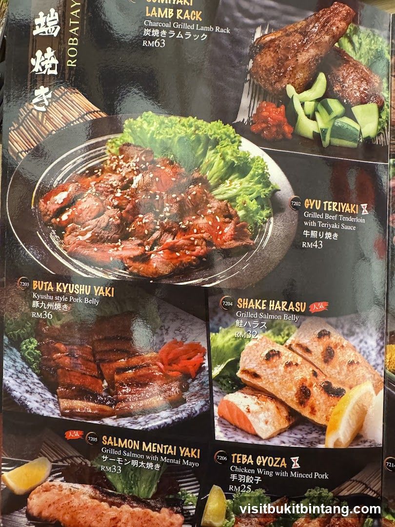 Robatayaki Menu