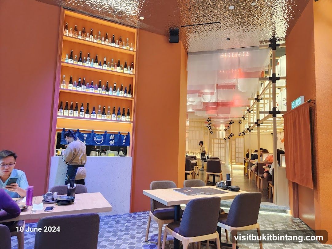 Restaurant Interior with Sake Bottles