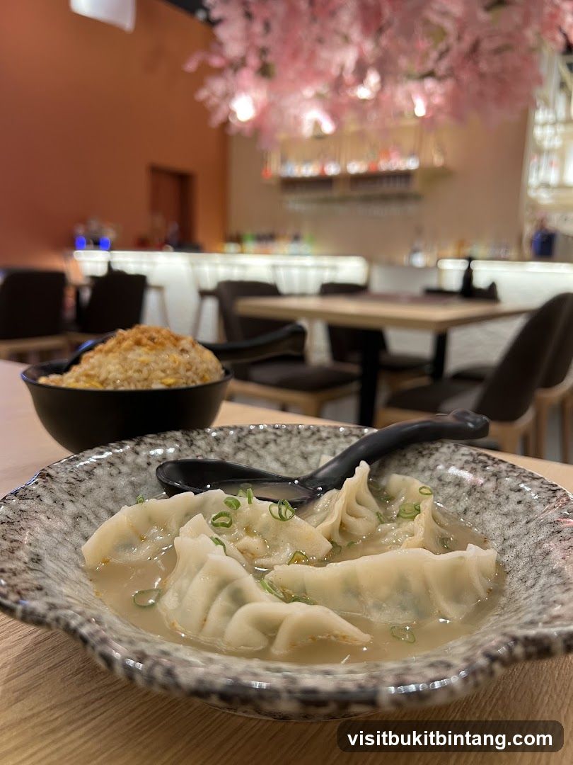 Dumplings and Fried Rice at a Restaurant