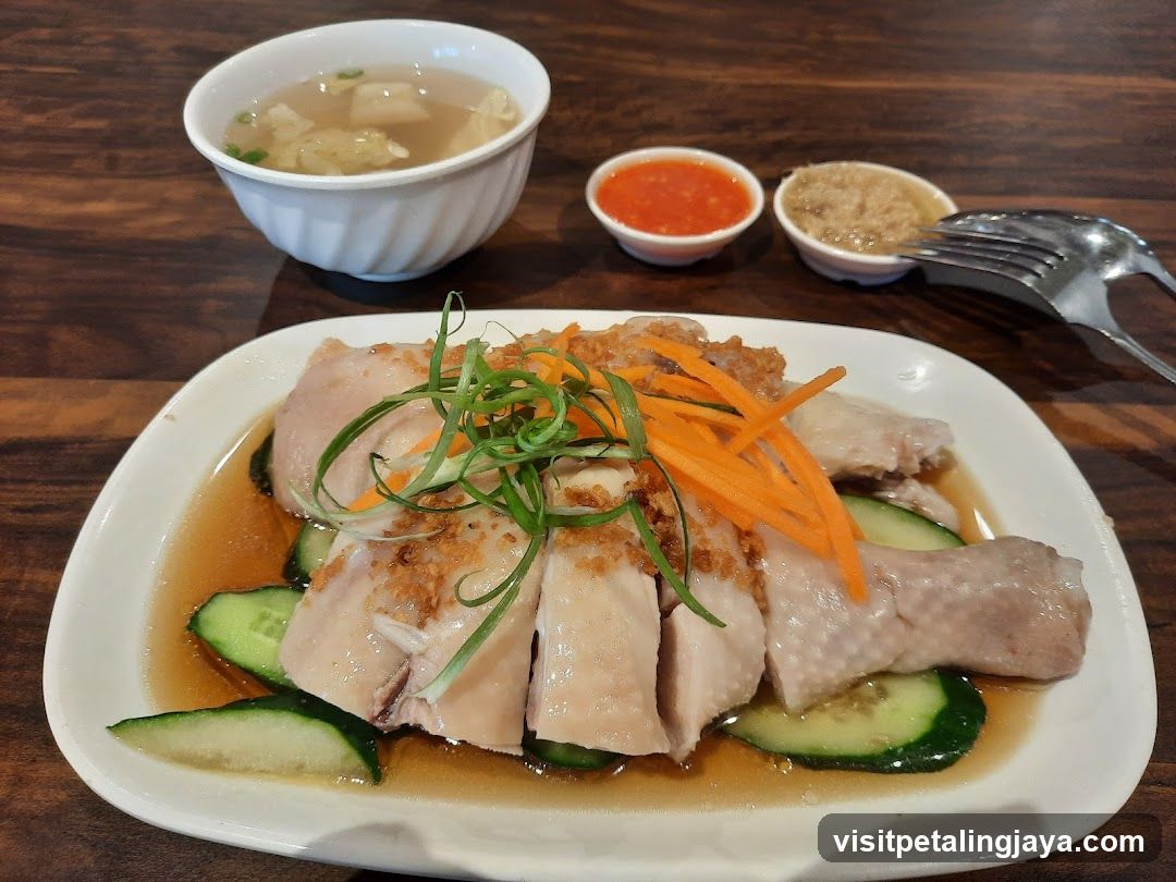 Hainanese Chicken Rice with Soup and Sauces