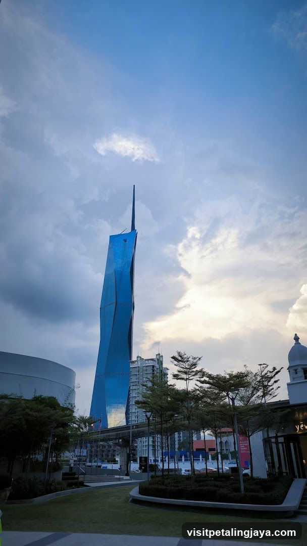 Blue Skyscraper at Sunset