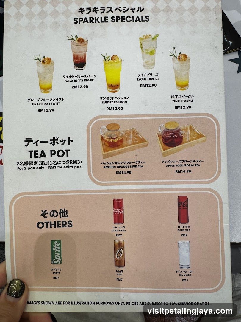 Sparkle Specials & Tea Pot Menu