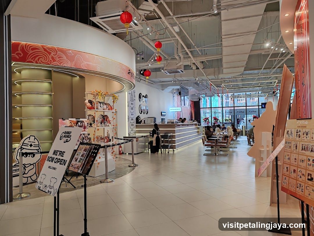 Interior of a modern food court or mall dining area