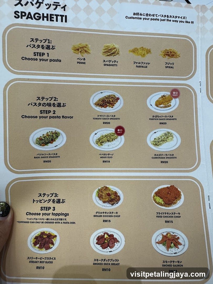 Spaghetti Menu