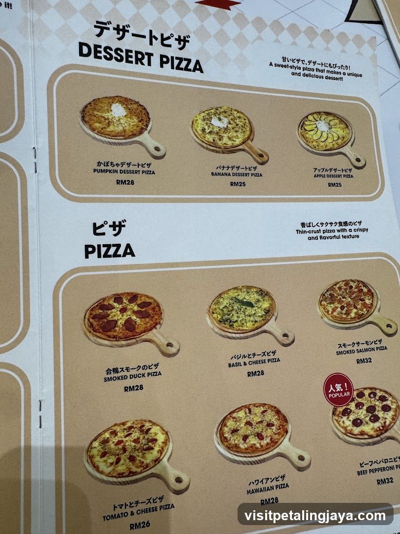 Dessert Pizza & Pizza Menu