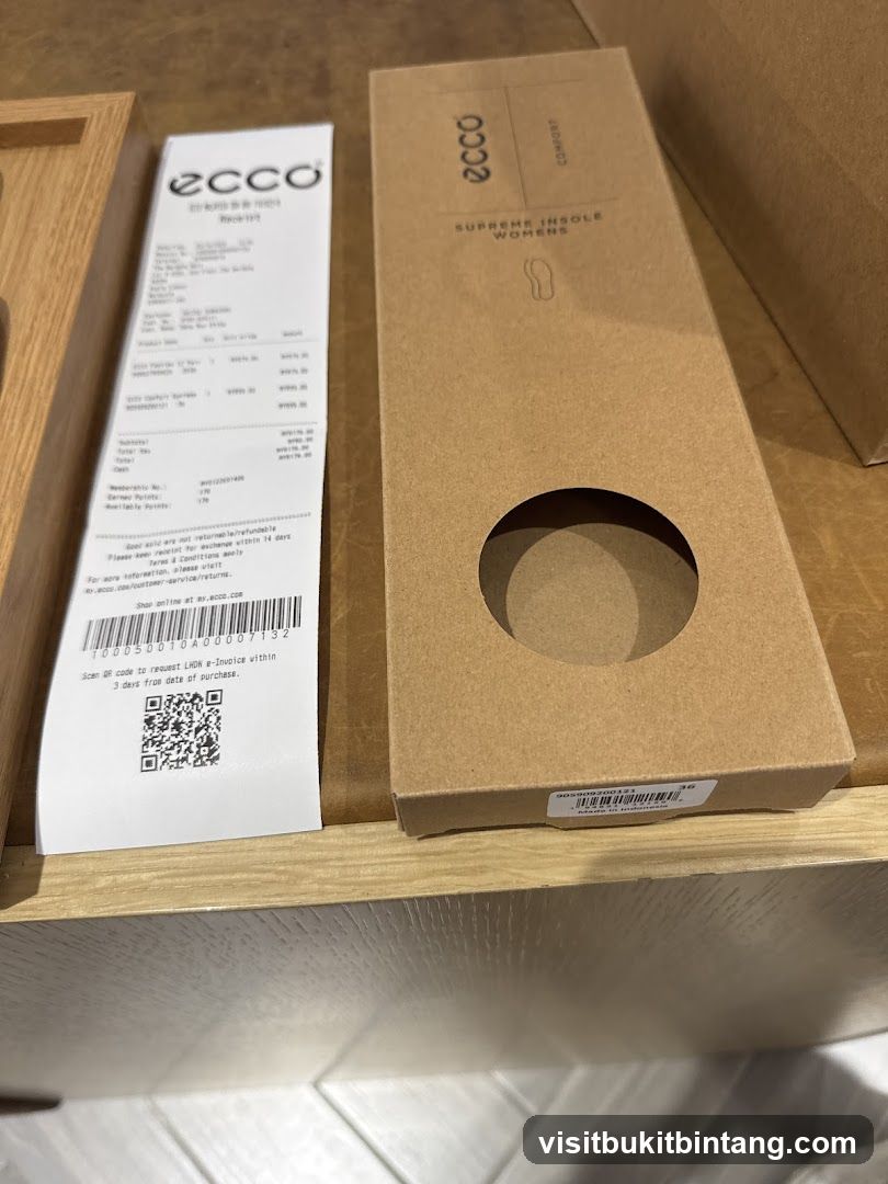 Ecco Supreme Insole Box and Receipt