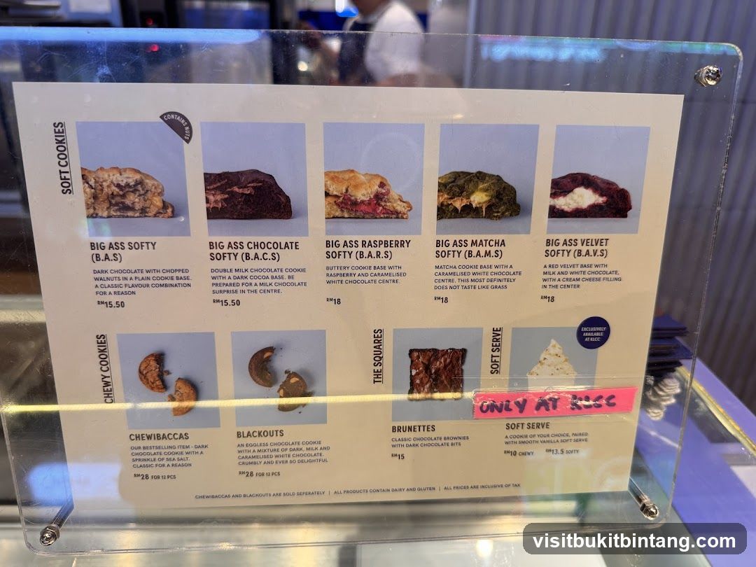 Cookies and Soft Serve Menu