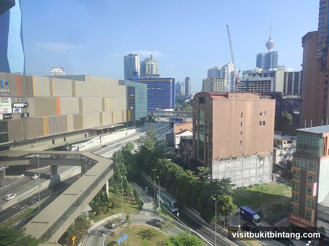 Cityscape with Shopping Mall and Buildings