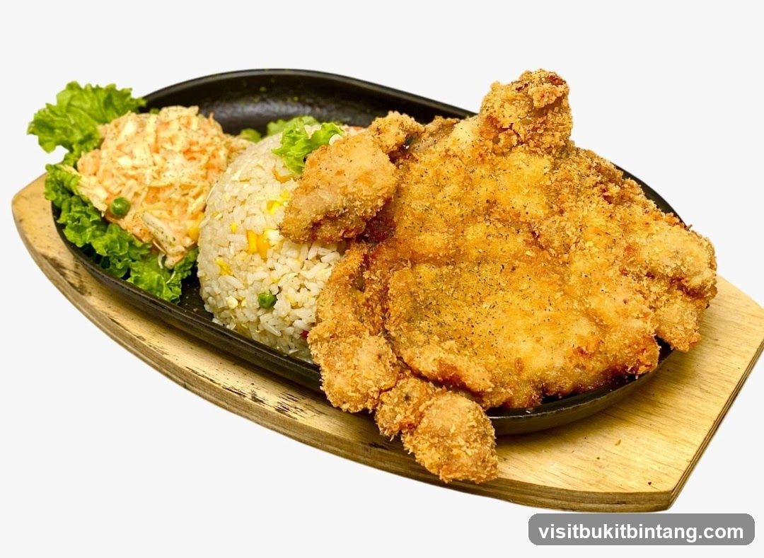 Fried Chicken with Rice and Salad