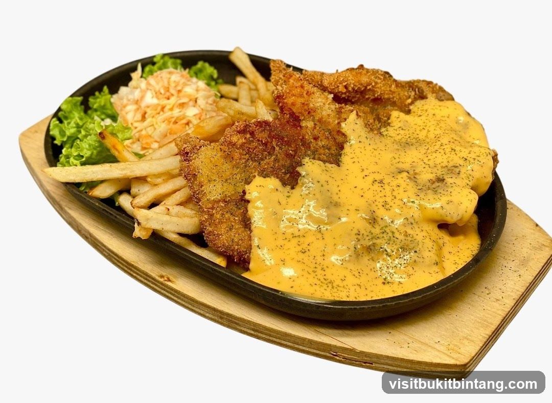 Sizzling Platter with Fried Chicken and Fries