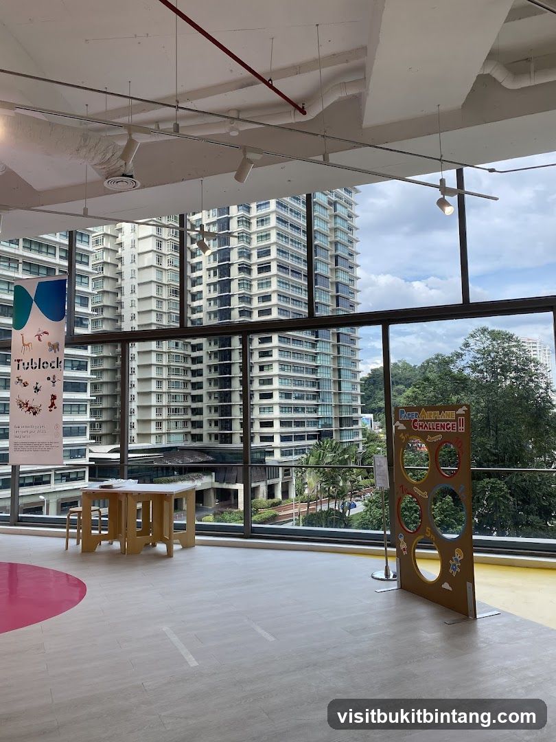 Indoor play area with a view