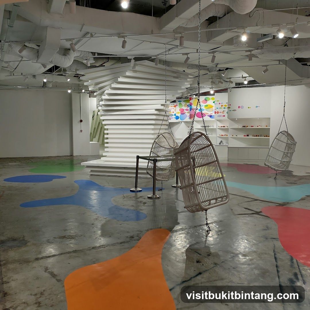 Modern Interior with Swings and Colorful Floor Art