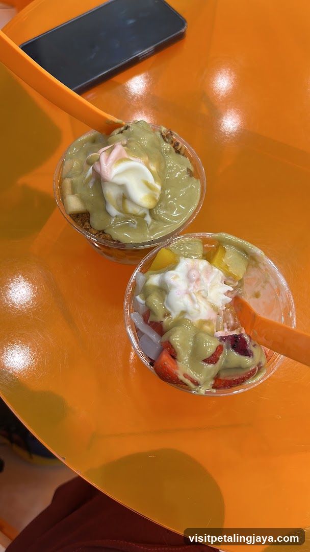 Matcha Dessert Cups on Orange Table