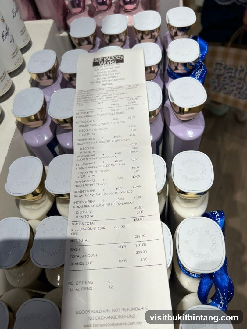Bath & Body Works Receipt