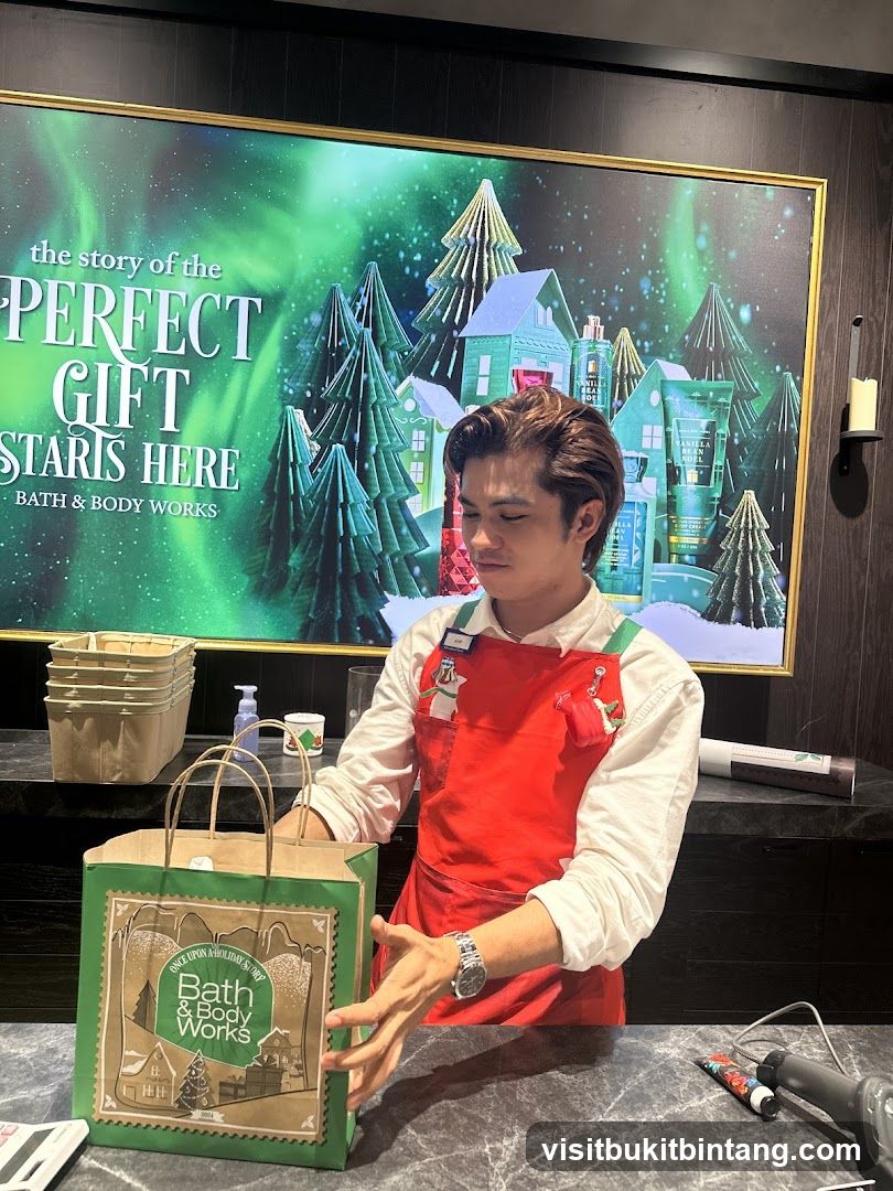 Bath & Body Works Employee with Shopping Bag
