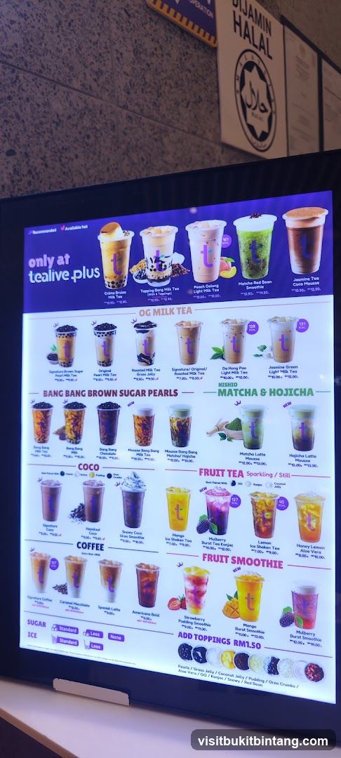 Tealive Menu