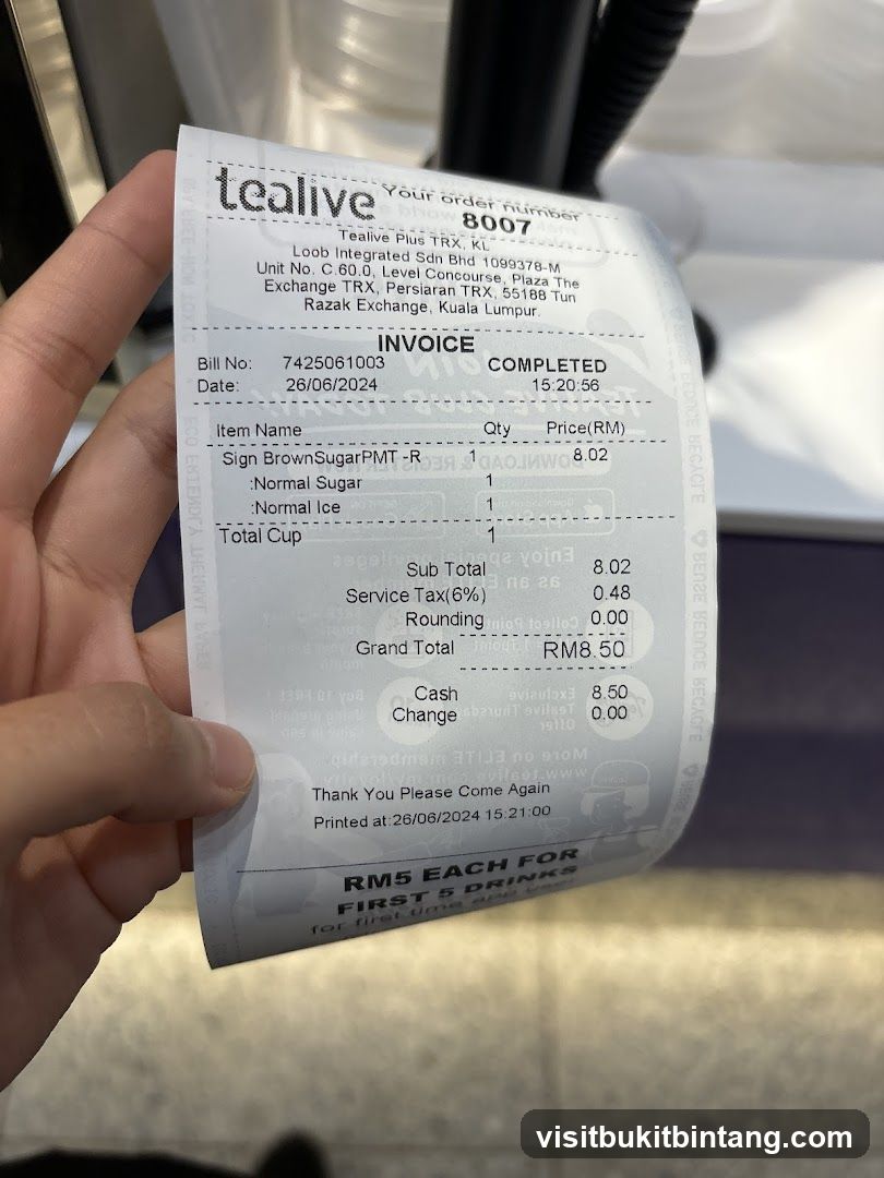 Tealive Receipt