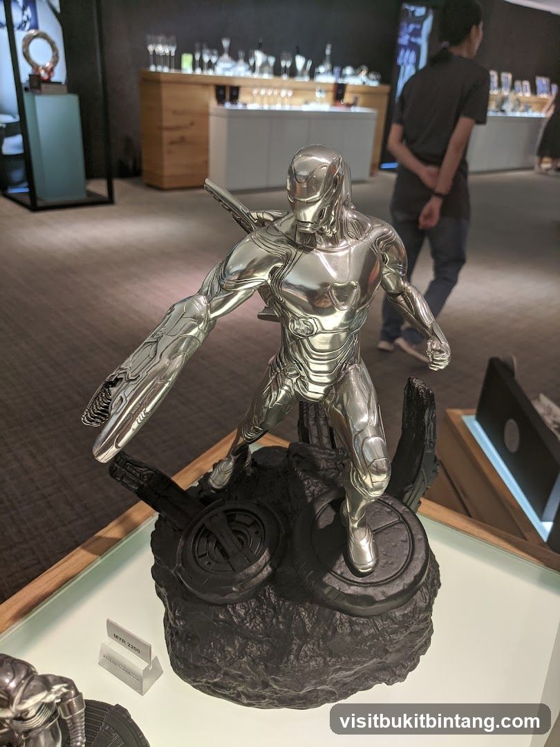 Silver Robot Figurine Display