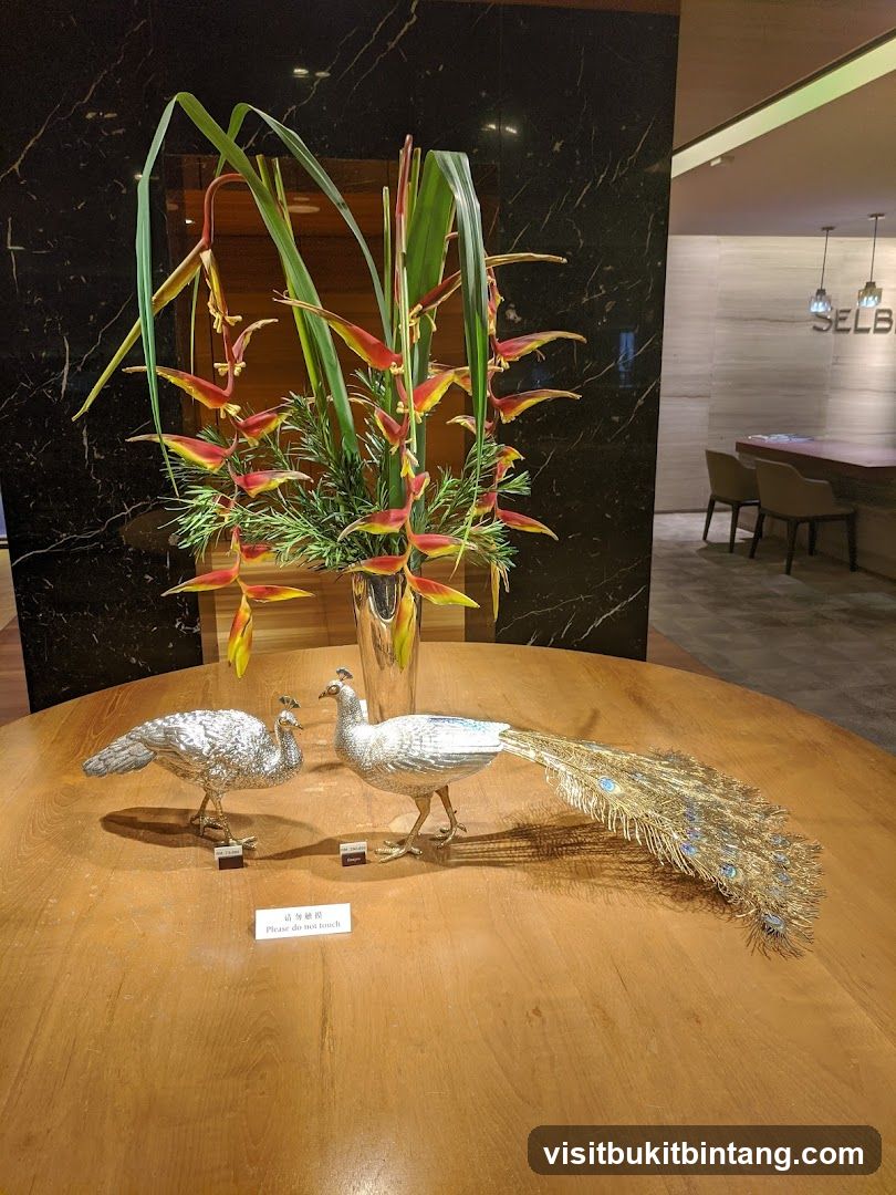 Decorative Peacocks and Floral Arrangement