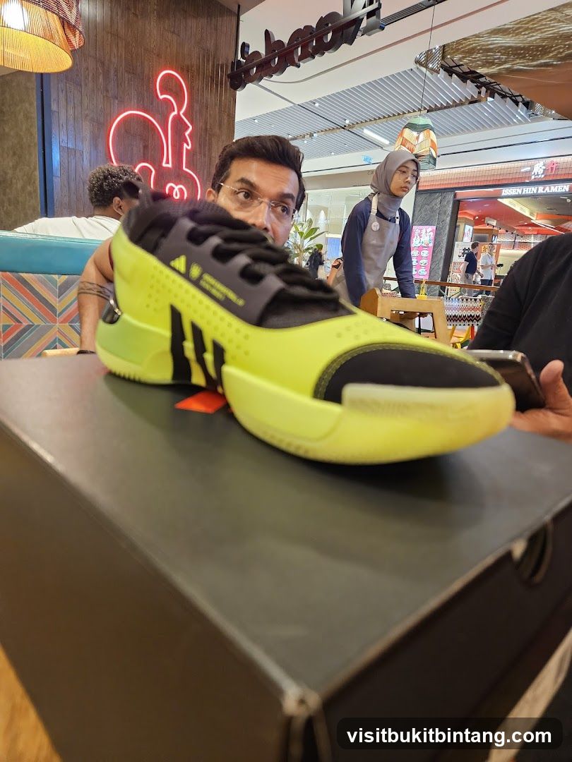 Man with a neon yellow shoe