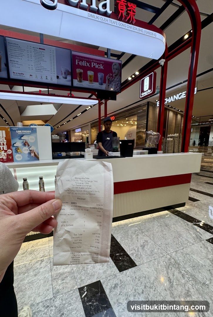 Gong Cha Receipt and Storefront